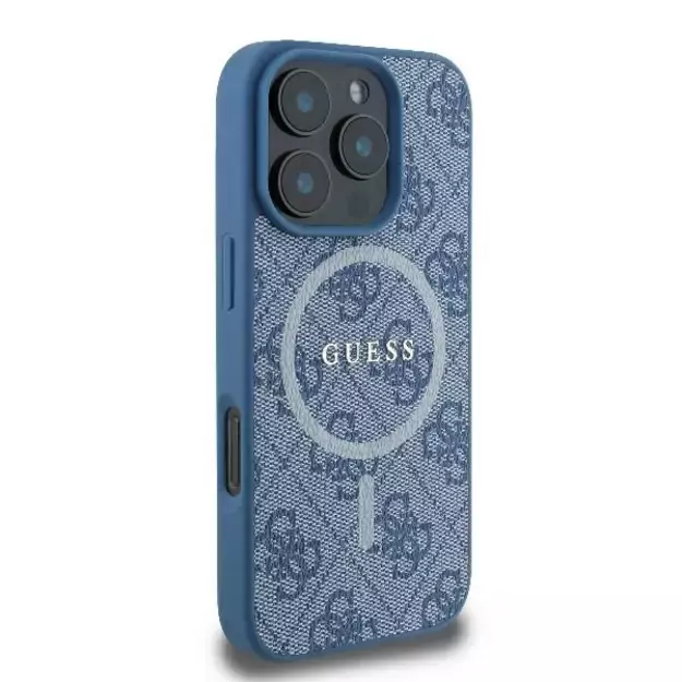 Guess 4G Ring Classic Logo MagSafe iPhone 16 Pro Case - Blue 10