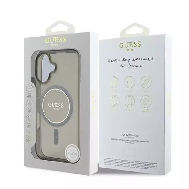Guess IML Glitter Circle MagSafe case for iPhone 16 - black 14