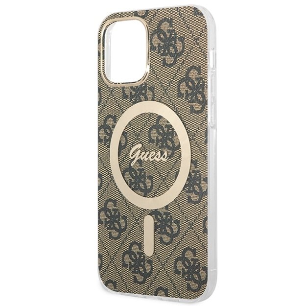 Set Guess GUBPP12MH4EACSW Case+ Charger iPhone 12/12 Pro brown/brown hard case 4G Print MagSafe 5