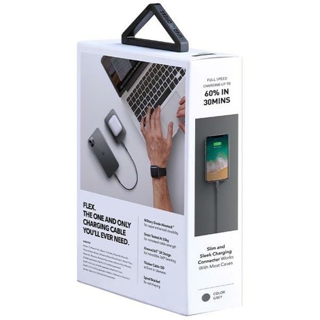 Uniq Flex USB-C / Lightning 18W nylon cable 30 cm - gray 2