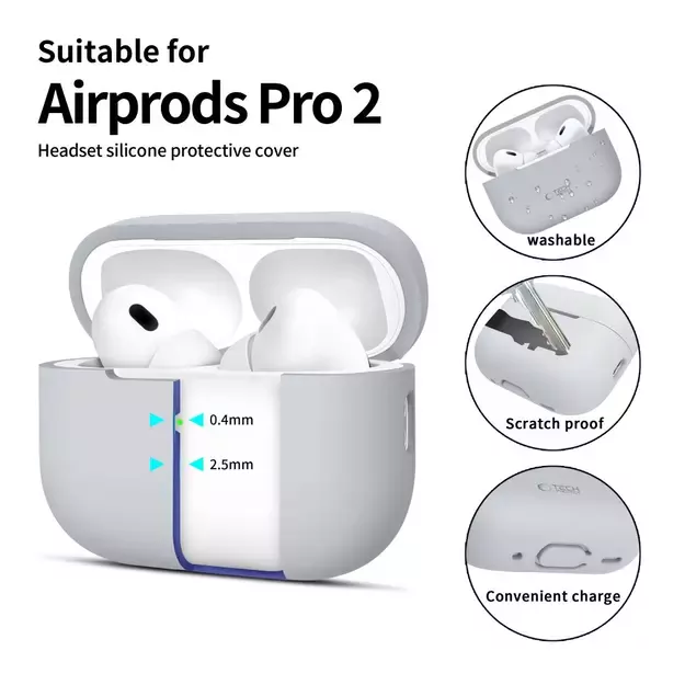 Tech-Protect Silicone Case for Apple AirPods Pro 1 / 2 - Gray 1