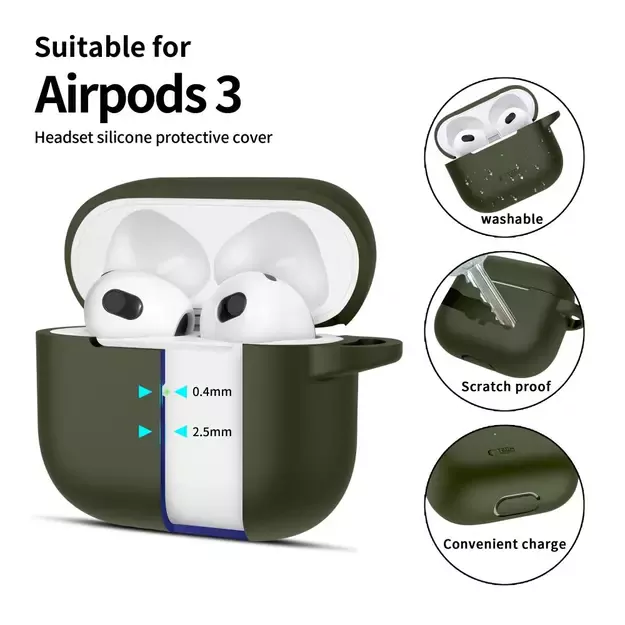 Tech-Protect Silicone Hook Case for Apple AirPods 3 - Green 7