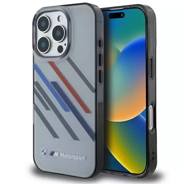 BMW Motosport IML Random Stripes iPhone 16 Pro Case - Gray