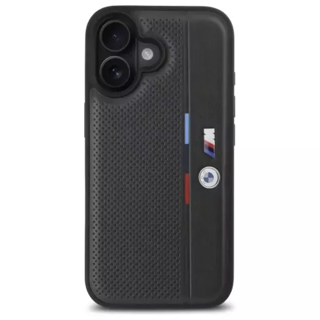 BMW M Perforated Tricolor Detail Line iPhone 16 Case - Dark Gray 9