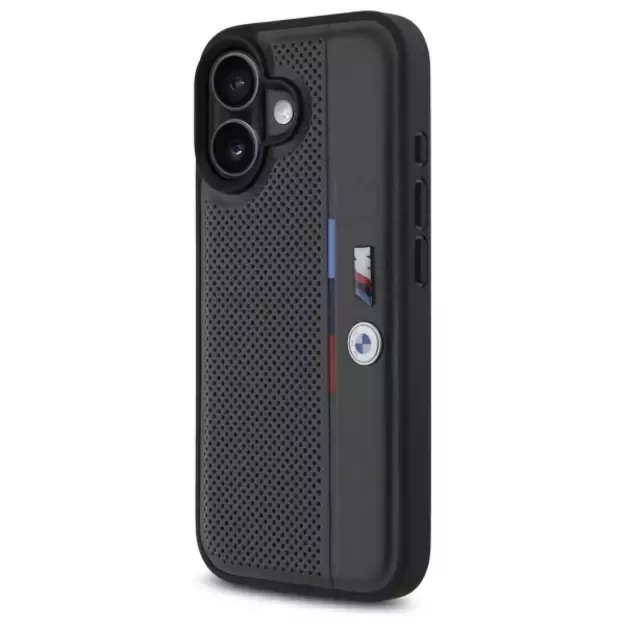 BMW M Perforated Tricolor Detail Line iPhone 16 Case - Dark Gray 8