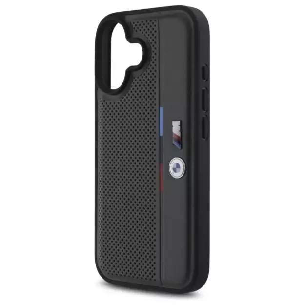 BMW M Perforated Tricolor Detail Line iPhone 16 Case - Dark Gray 12