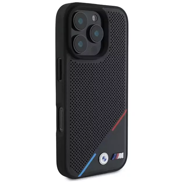 BMW M Perforated Tricolor Line MagSafe Case for iPhone 16 Pro - Black 3