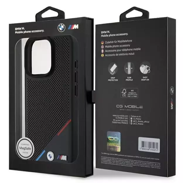 BMW M Perforated Tricolor Line MagSafe Case for iPhone 16 Pro - Black 7