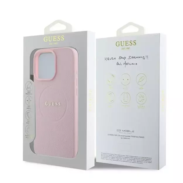 Guess Grained Ring MagSafe iPhone 16 Pro Case - Pink 14