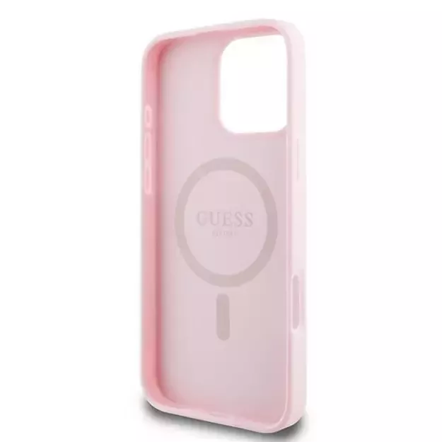 Guess Grained Ring MagSafe iPhone 16 Pro Case - Pink 13