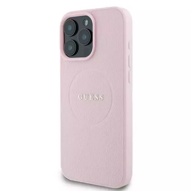 Guess Grained Ring MagSafe iPhone 16 Pro Case - Pink 8