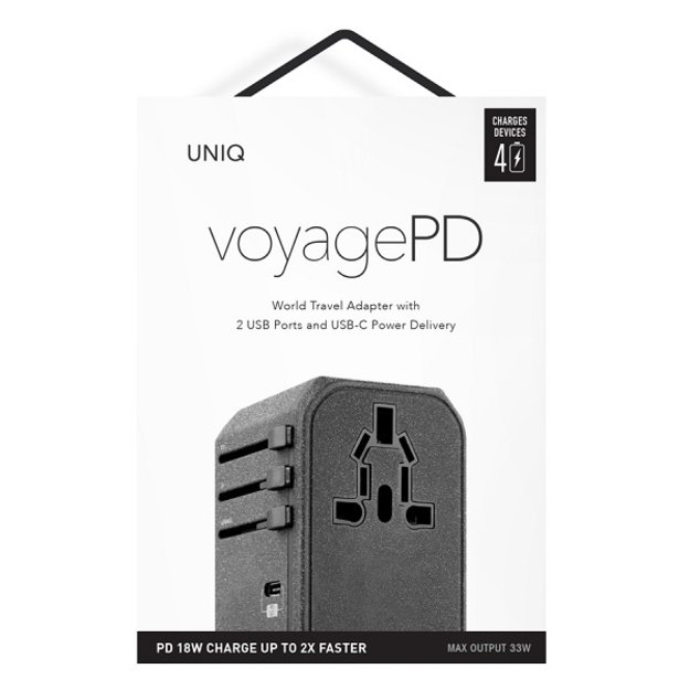 Uniq Voyage LITHOS Collective 33W 2xUSB PD 18W QC 3.0 travel adapter - gray 6