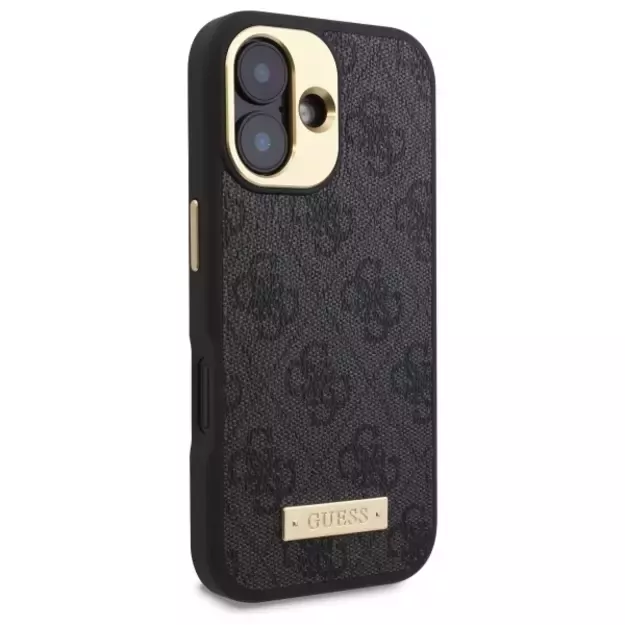 Guess 4G Logo Plate MagSafe iPhone 16 Case - Black 10