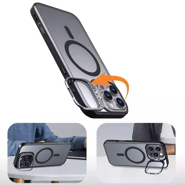 Tech-Protect MagStand MagSafe Case with Stand for iPhone 16 Pro - Semi-Transparent 1