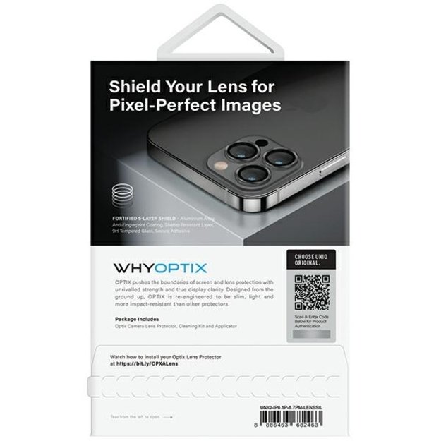 Uniq Optix Aluminum Camera Lens Protector for iPhone 14 Pro / 14 Pro Max camera lens with applicator - silver 2