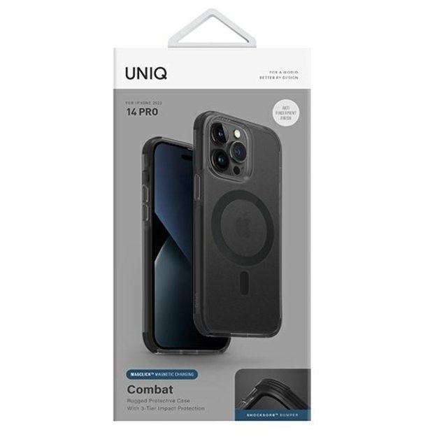 Uniq Combat iPhone 14 Pro 6.1&quot  case Magclick Charging black/concrete charcoal 7