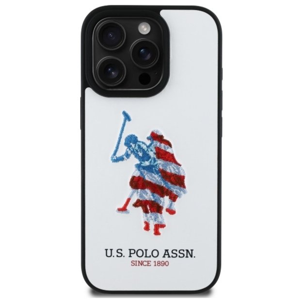 US Polo USHCP15XPUSH iPhone 15 Pro Max 6.7&quot  white/white Leather Big DH American Flag 1