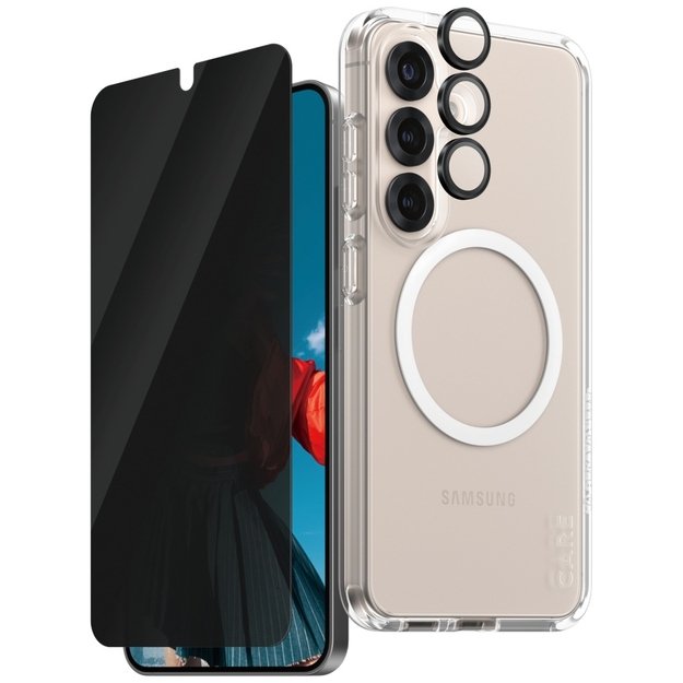 CARE by PanzerGlass Flagship 3in1 Case + Privacy Glass + Lens for Samsung Galaxy S25 1