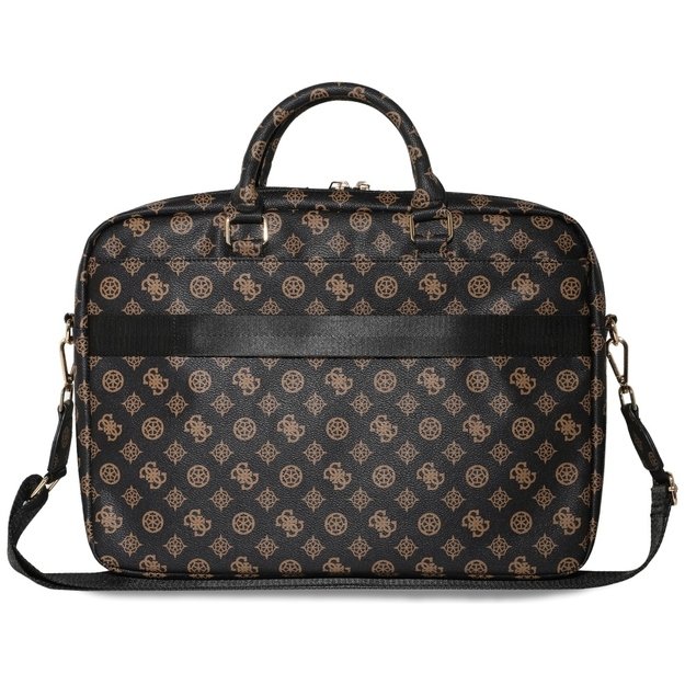 Guess 4G Peony Front Pocket Zipper Triangle Logo Laptop Bag 16&quot  - Black 1