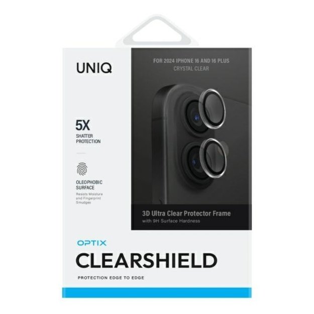 Uniq Optix Clear Camera Lens Protector iPhone 16 / 16 Plus with Applicator - Clear Black 1