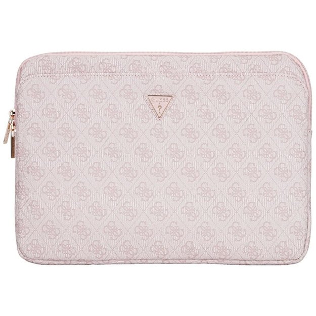 Guess Sleeve 4G Zipper Pocket Triangle Logo 14&quot  Laptop Bag - Pink