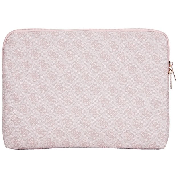 Guess Sleeve 4G Zipper Pocket Triangle Logo 14&quot  Laptop Bag - Pink 1