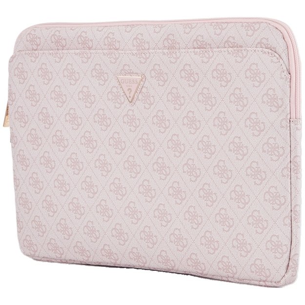 Guess Sleeve 4G Zipper Pocket Triangle Logo 14&quot  Laptop Bag - Pink 2