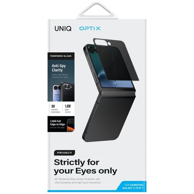 Uniq Optix Privacy tempered glass for Samsung Galaxy Z Flip 7 1