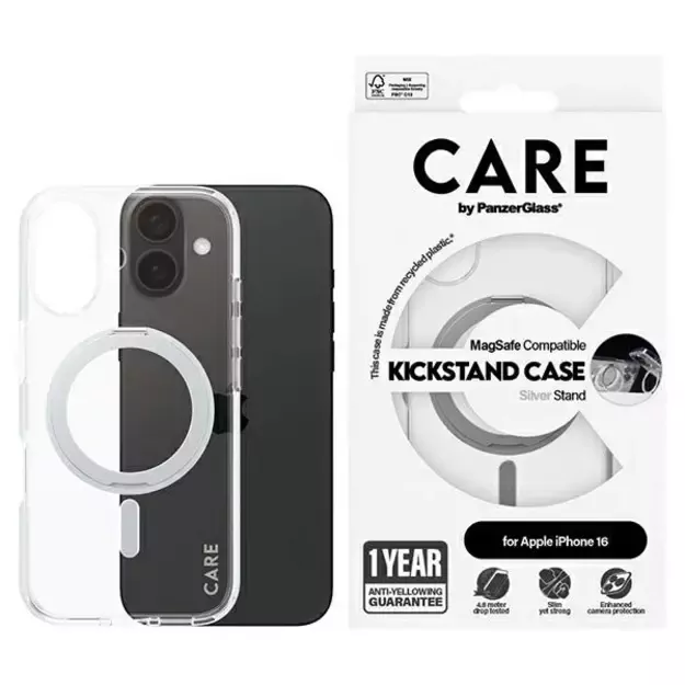 CARE by PanzerGlass Feature Kickstand Case iPhone 16 6.1&quot  silver/silver MagSafe 1325