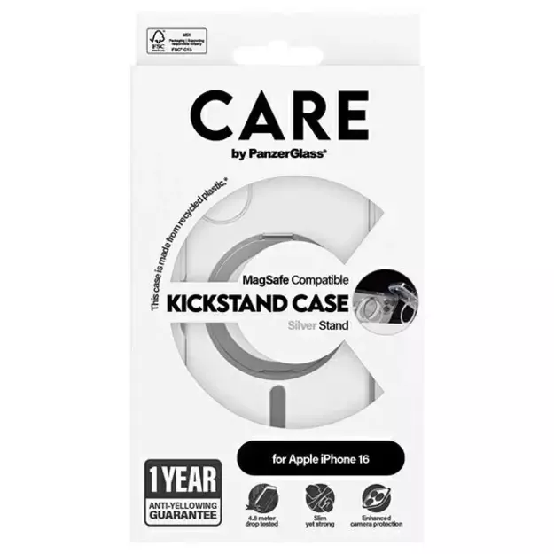 CARE by PanzerGlass Feature Kickstand Case iPhone 16 6.1&quot  silver/silver MagSafe 1325 4