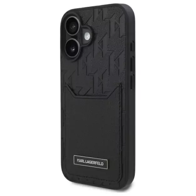 Karl Lagerfeld Cardslots Monogram iPhone 16 Case - Black 1