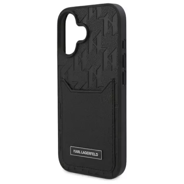 Karl Lagerfeld Cardslots Monogram iPhone 16 Case - Black 5