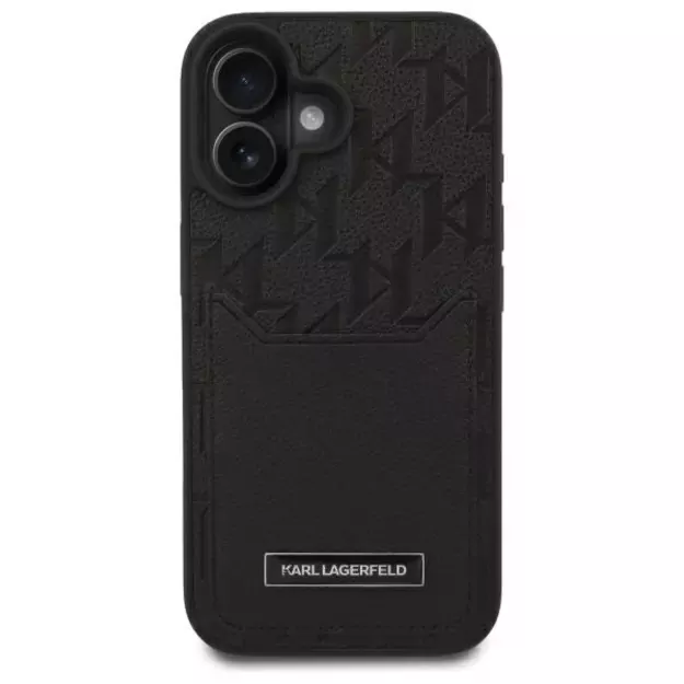 Karl Lagerfeld Cardslots Monogram iPhone 16 Case - Black 2