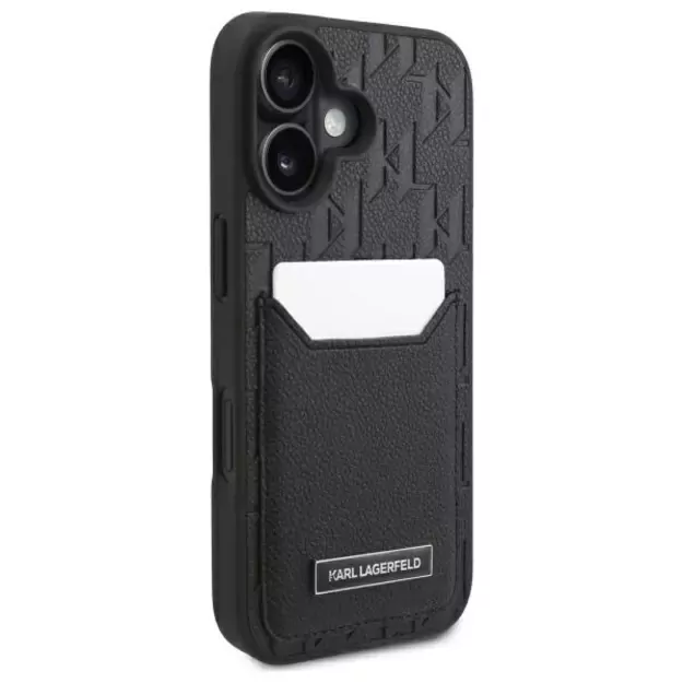 Karl Lagerfeld Cardslots Monogram iPhone 16 Case - Black 3
