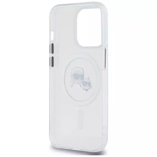 Karl Lagerfeld IML Metal Karl &amp  Choupette Head MagSafe iPhone 14 Pro Case - White 6