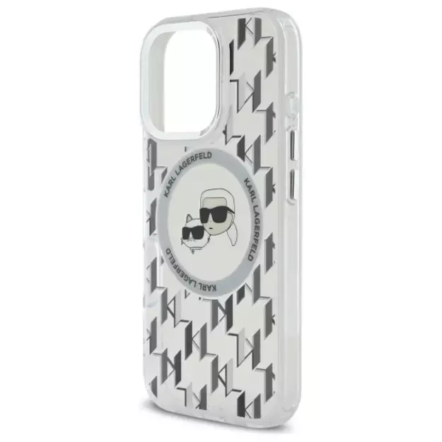 Karl Lagerfeld IML Monogram Karl &amp  Choupette Head MagSafe iPhone 16 Pro Case - Clear 12