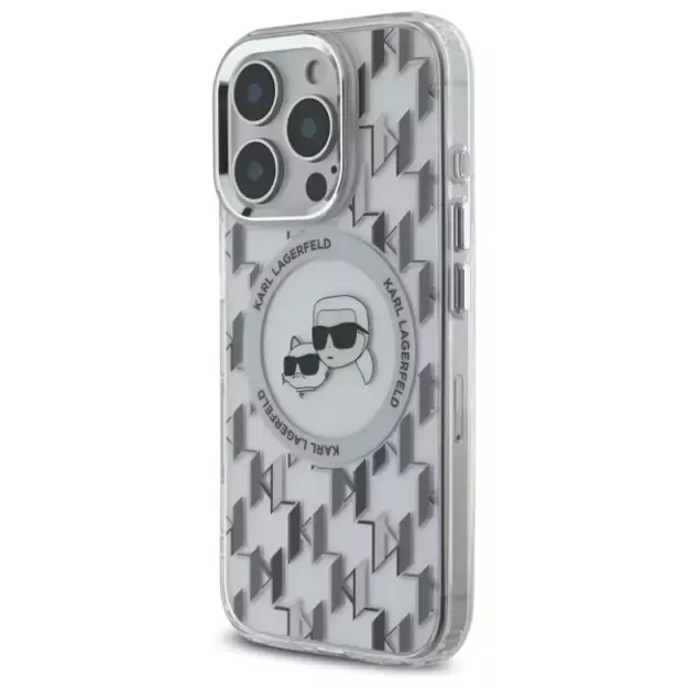 Karl Lagerfeld IML Monogram Karl &amp  Choupette Head MagSafe iPhone 16 Pro Case - Clear 8