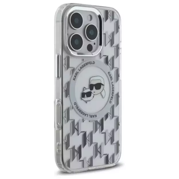 Karl Lagerfeld IML Monogram Karl &amp  Choupette Head MagSafe iPhone 16 Pro Case - Clear 10