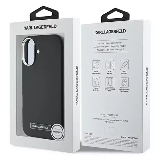 Karl Lagerfeld FW Metal Plate MagSafe iPhone 16 Plus Case - Black 7