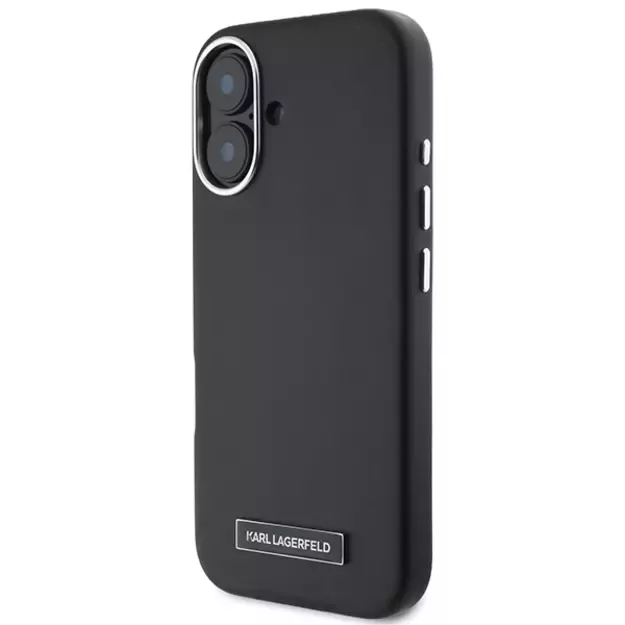 Karl Lagerfeld FW Metal Plate MagSafe iPhone 16 Plus Case - Black 1