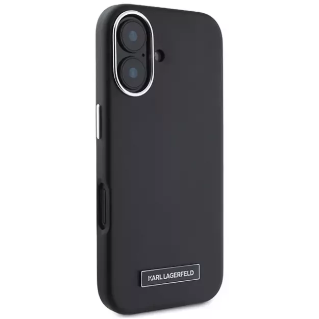 Karl Lagerfeld FW Metal Plate MagSafe iPhone 16 Plus Case - Black 3