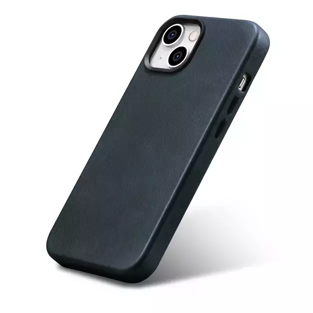 iCarer Oil Wax Premium Leather Case iPhone 14 Magnetic Leather Case with MagSafe Dark Blue (WMI14220701-BU) 12