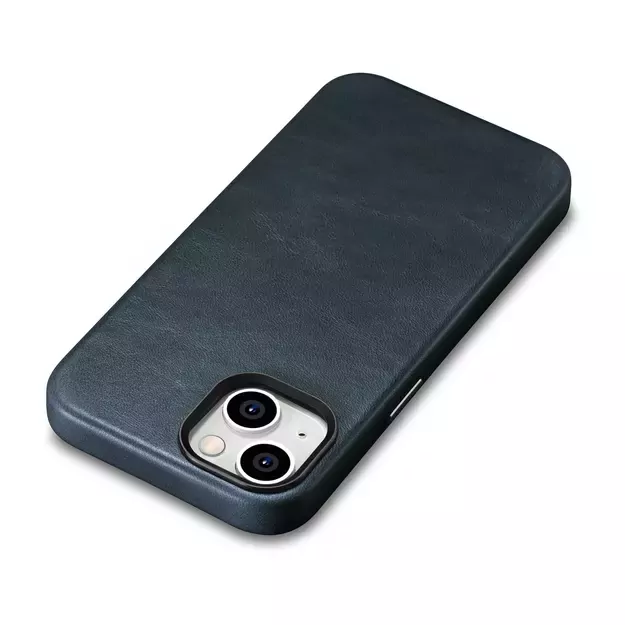 iCarer Oil Wax Premium Leather Case iPhone 14 Magnetic Leather Case with MagSafe Dark Blue (WMI14220701-BU) 15
