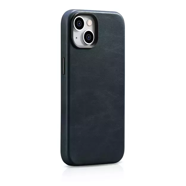 iCarer Oil Wax Premium Leather Case iPhone 14 Magnetic Leather Case with MagSafe Dark Blue (WMI14220701-BU) 11