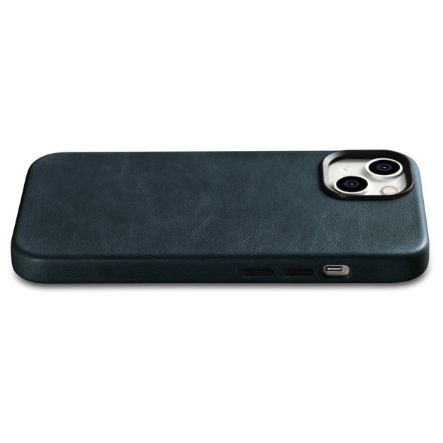 iCarer Oil Wax Premium Leather Case iPhone 14 Magnetic Leather Case with MagSafe Dark Blue (WMI14220701-BU) 1