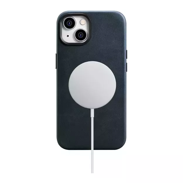 iCarer Oil Wax Premium Leather Case iPhone 14 Magnetic Leather Case with MagSafe Dark Blue (WMI14220701-BU) 23