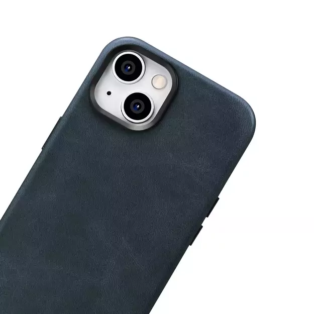 iCarer Oil Wax Premium Leather Case iPhone 14 Magnetic Leather Case with MagSafe Dark Blue (WMI14220701-BU) 14