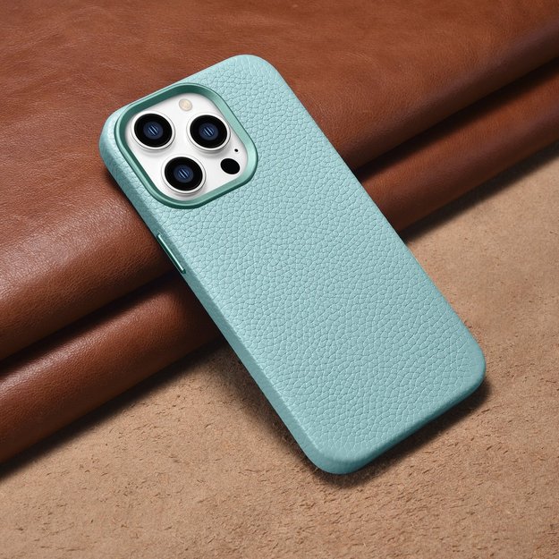 iCarer Litchi Premium Leather Case iPhone 14 Pro Magnetic Leather Case with MagSafe Green (WMI14220710-GN) 11