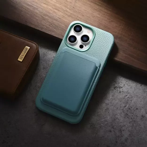 iCarer Litchi Premium Leather Case iPhone 14 Pro Magnetic Leather Case with MagSafe Green (WMI14220710-GN) 40