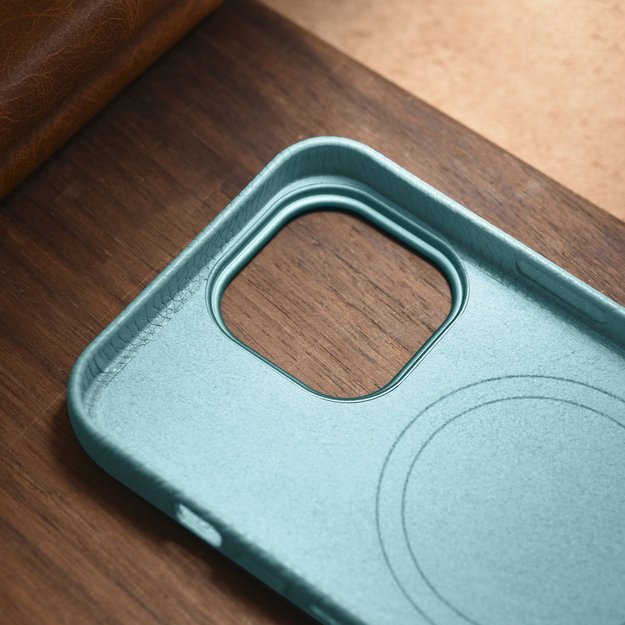 iCarer Litchi Premium Leather Case iPhone 14 Pro Magnetic Leather Case with MagSafe Green (WMI14220710-GN) 16